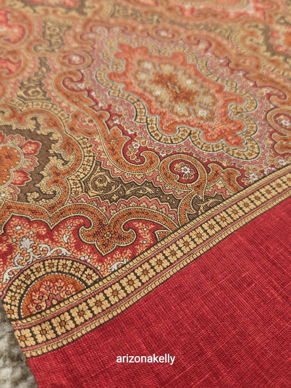 Valentino Linen Scarf Brick Red Earth Tones Autumn Fall - Picture 14 of 15